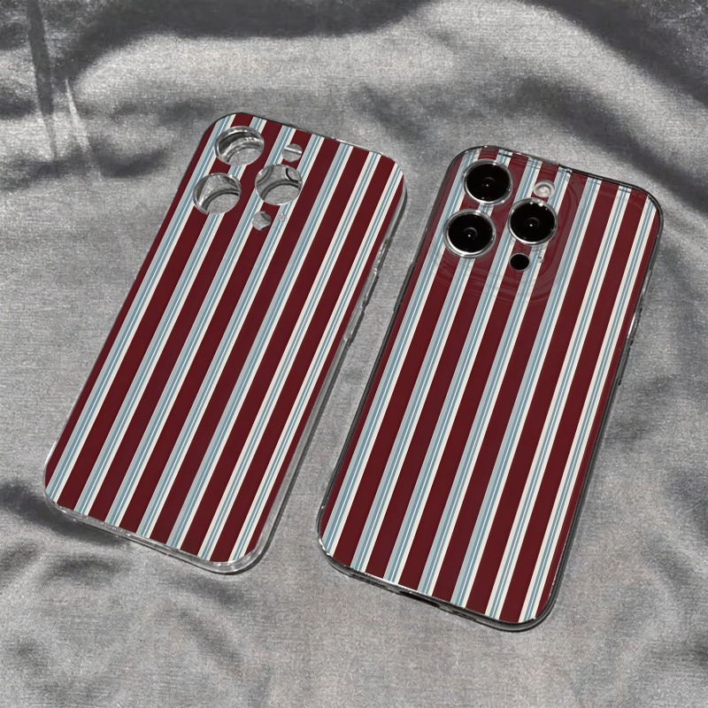 Burgundy Blue Striped Pattern  - Apple Iphone 15 Pro Max 评论和价格